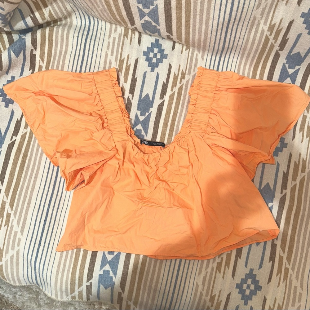 Zara orange cropped top